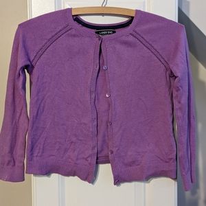 Girls Lands End purple cardigan size 6-7